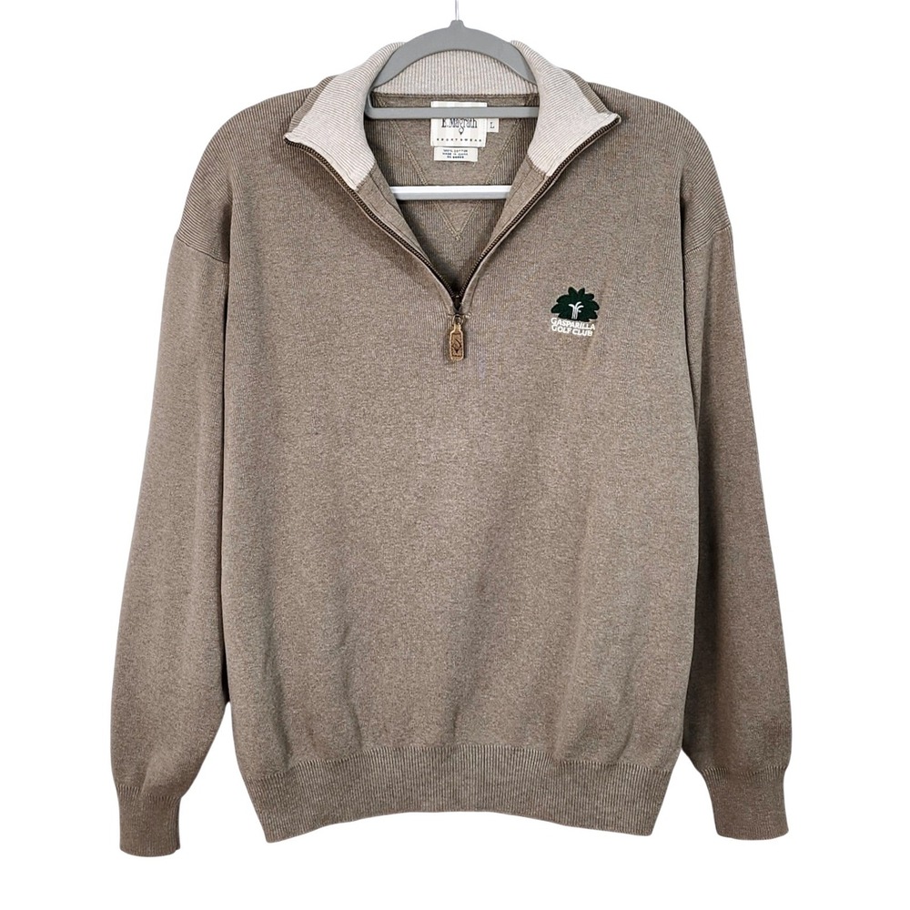E. Magrath 1/4 Zip Pullover Cotton Sweater Mens Large Beige Gasparilla Golf Club